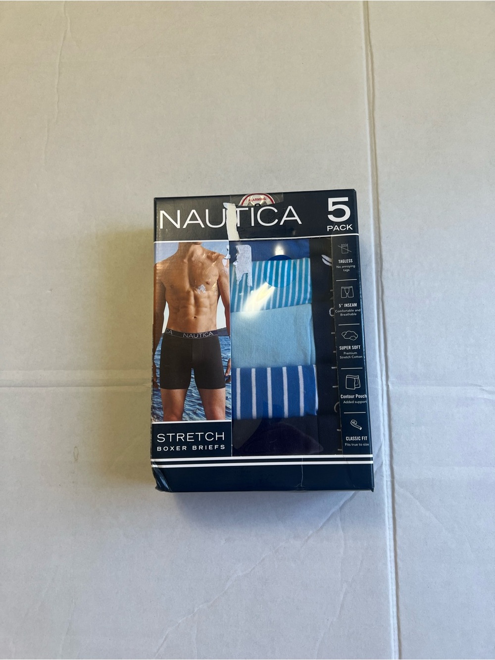 Nautica Men’s Stretch Boxer Briefs – Navy & Light Blue Mix (5 Pack)